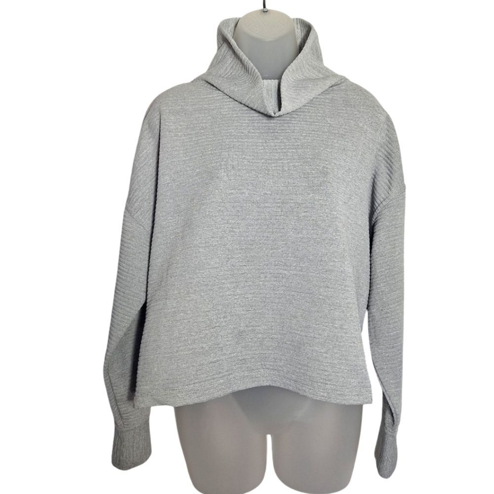 Danskin Oversized Sweatshirt Ridged Cowl Neck Activewear Gray Small P Womens